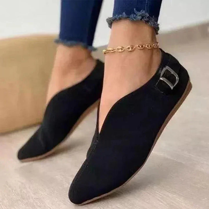 Comfortable women's slip-on buckle loafers, ideal for everyday chic style.