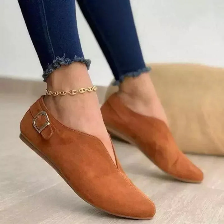 Versatile women's buckle loafers, modern flats for work or casual chic comfort.