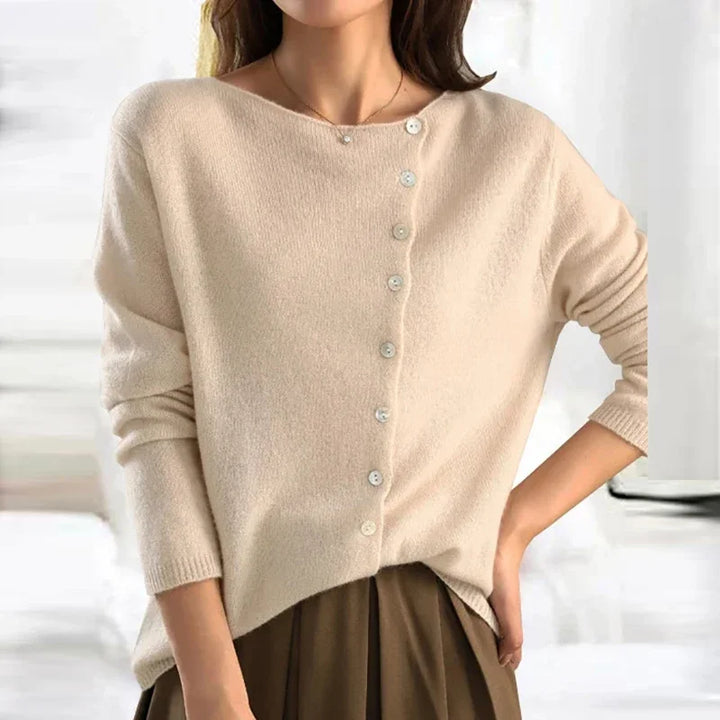 Effortless style women's button sweater. A chic knit top for modern women's fashion.