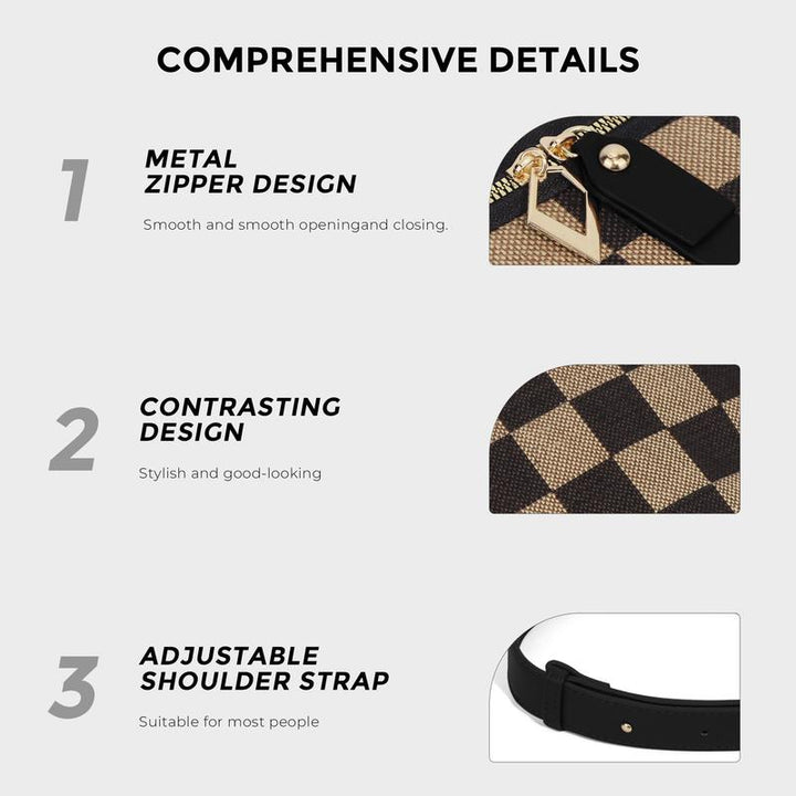 Women's durable canvas checkered waist bag. A chic and practical everyday accessory with ample space.