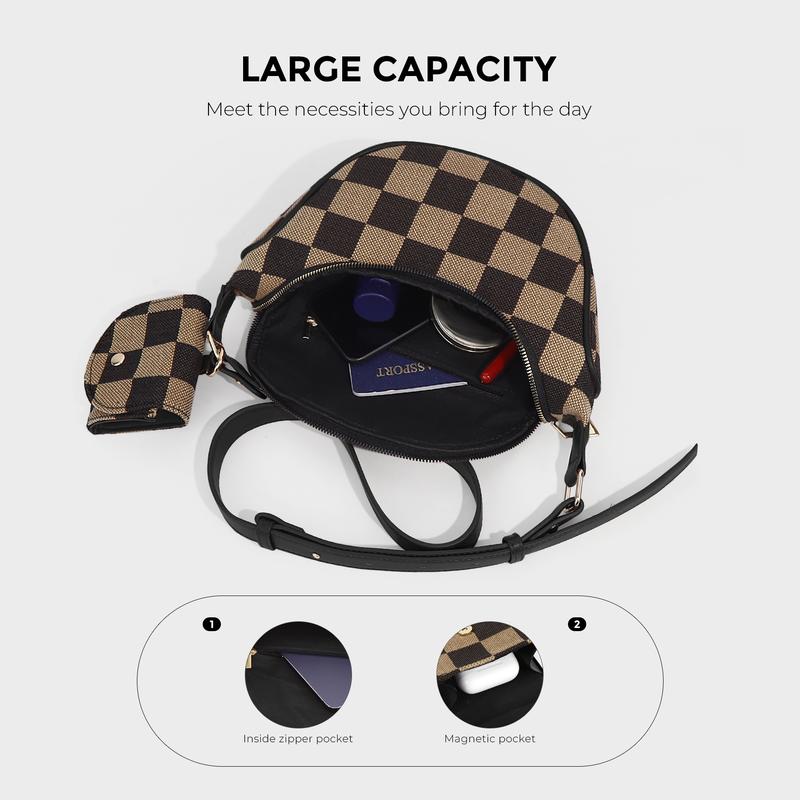 Fashionable women's checkered canvas crossbody bag. Adjustable strap for a perfect fit, stylish & functional.