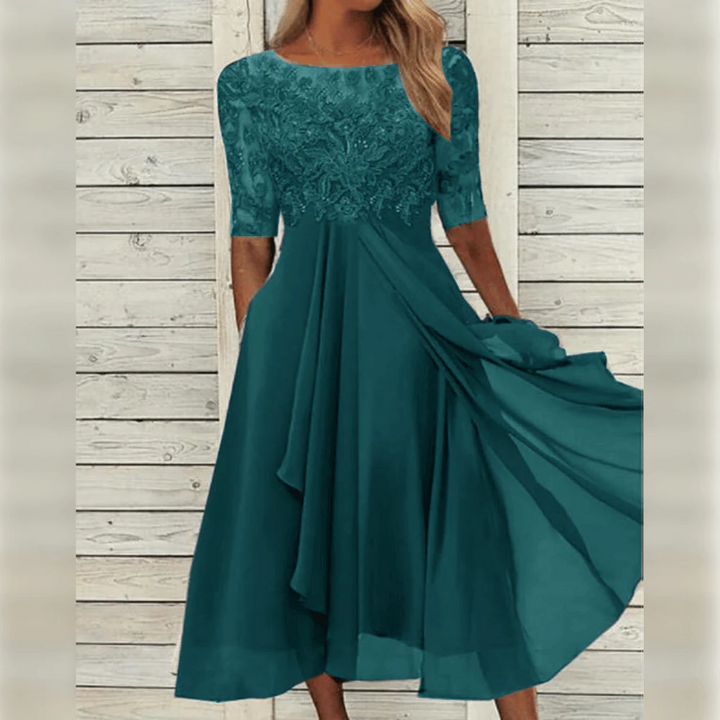 Fashionable women's dress, perfect for summer elegance and comfortable party wear.