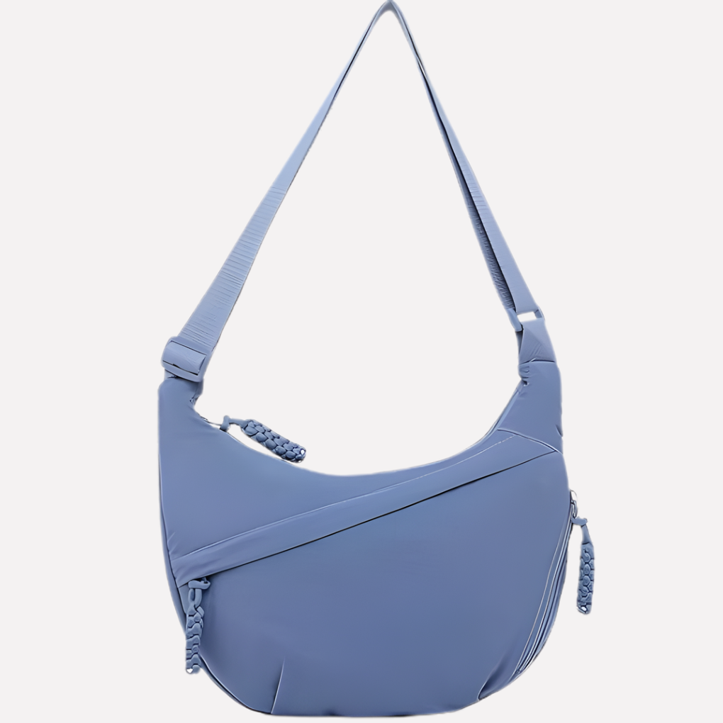 Sophisticated women's crescent shoulder bag, a stylish and organized accessory for daily use.