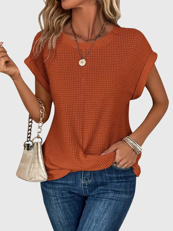 Women's chic crew neck blouse, elegant long sleeve top for versatile wear, perfect for work or casual spring/summer.
