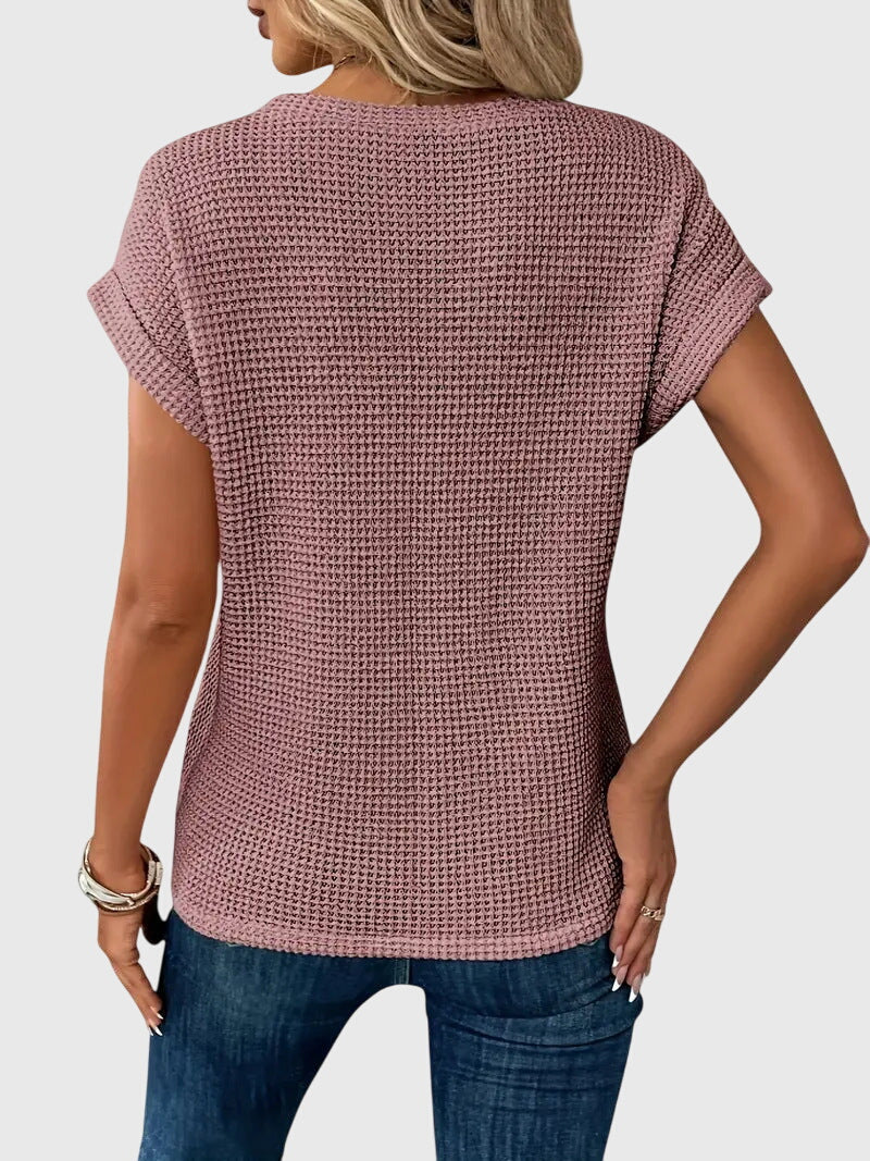 Spring/Summer women's crew neck blouse, a chic long sleeve elegant top for versatile casual & workwear styles.