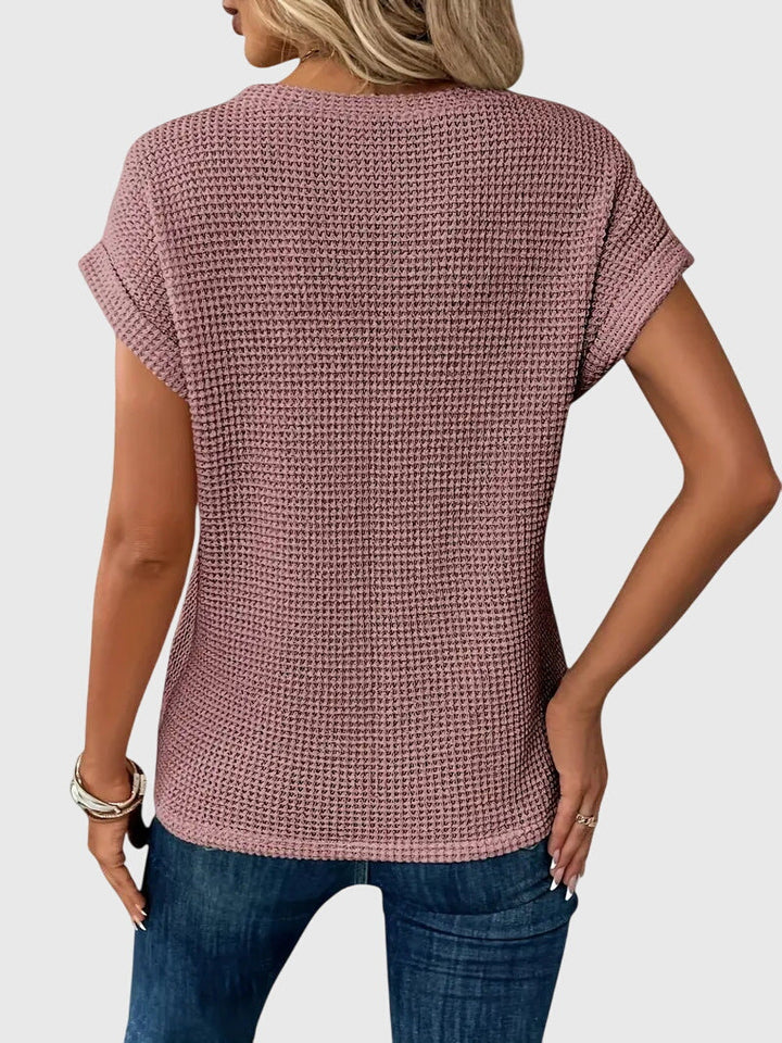 Spring/Summer women's crew neck blouse, a chic long sleeve elegant top for versatile casual & workwear styles.