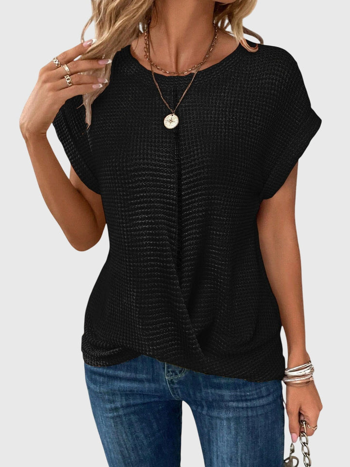 Stylish women's long sleeve crew neck blouse. Elegant & versatile top, ideal for office or casual spring/summer looks.