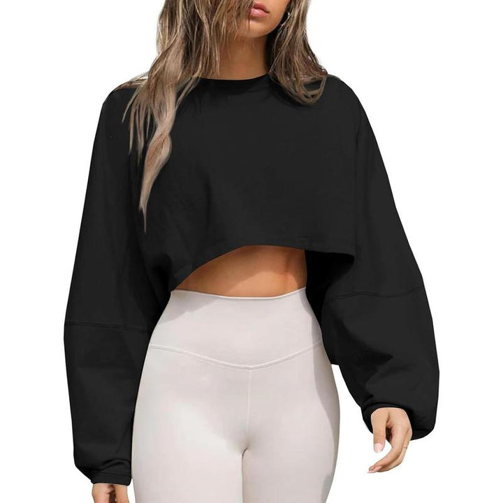 Women's chic cropped oversized sweatshirt for effortless casual style and comfort.