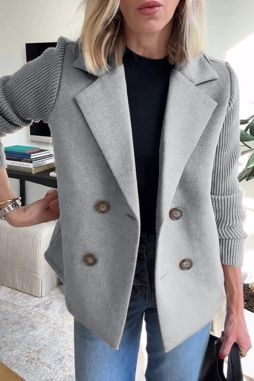 Front view of an elegant women's double-breasted vest, a chic sleeveless jacket for stylish outerwear.
