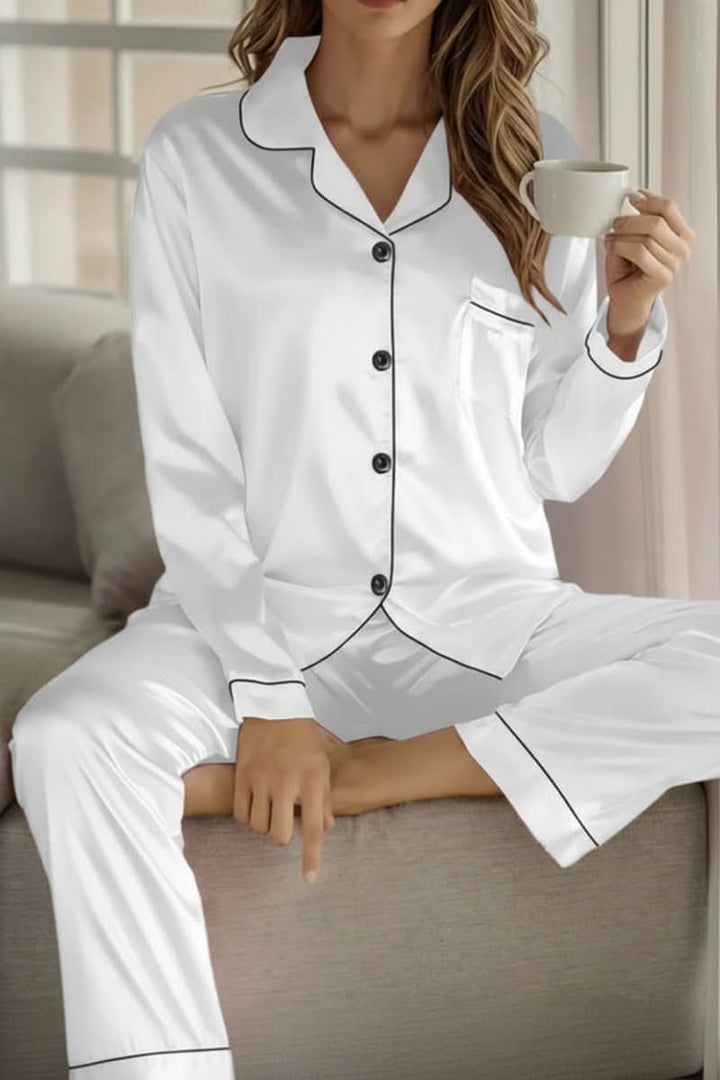Chic women's sleepwear set, a comfortable and elegant two-piece pajama set for relaxation.
