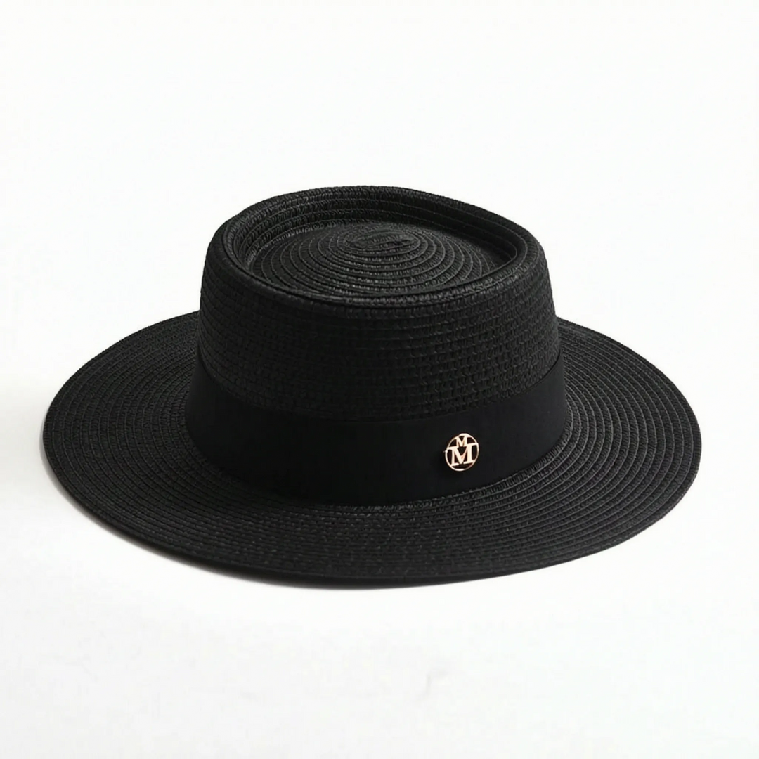 Must-have women's summer hat. Flat top, wide brim offers chic style & sun protection for beach & vacation.