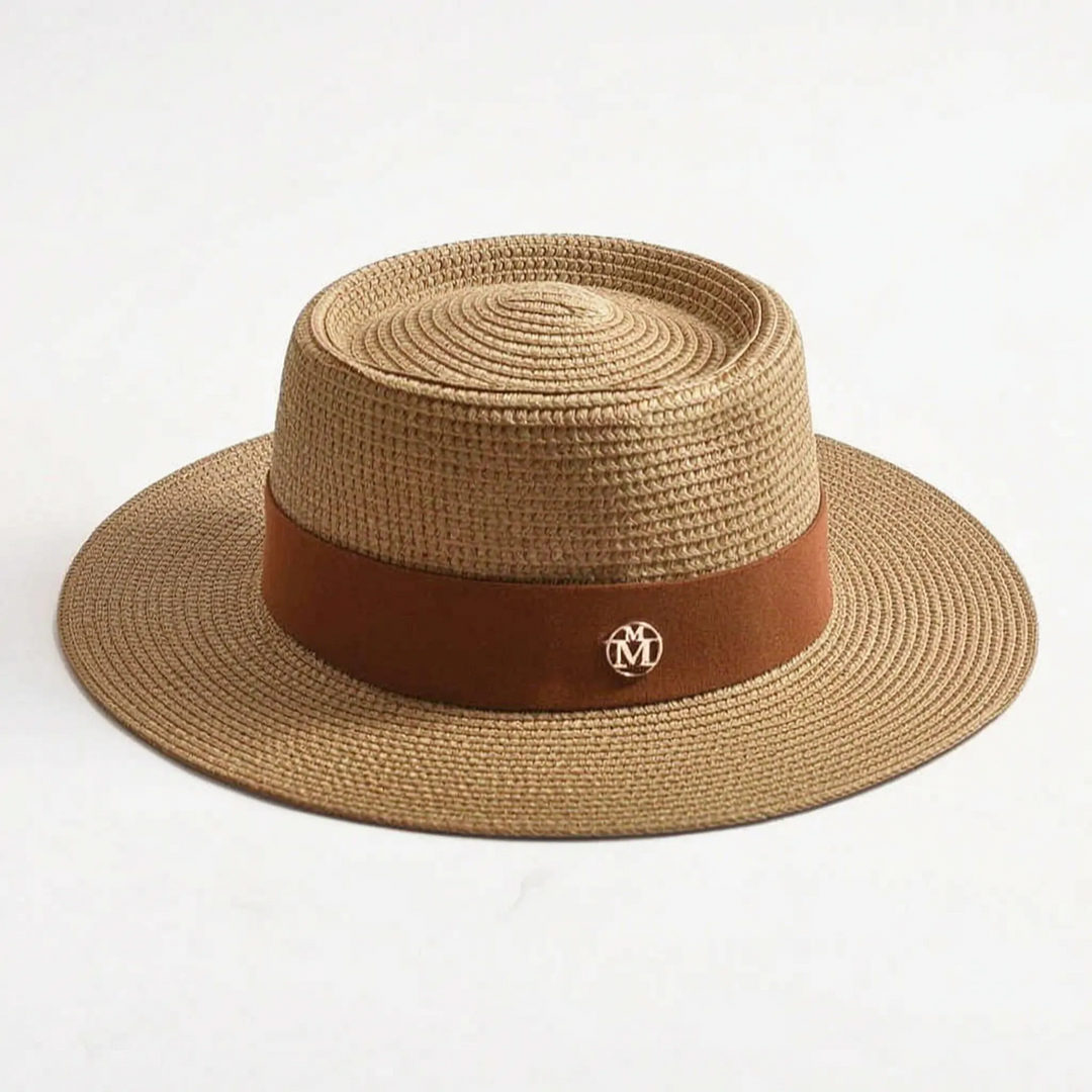 Women's outdoor sun hat. Flat top, wide brim for maximum protection & stylish summer vacation look.