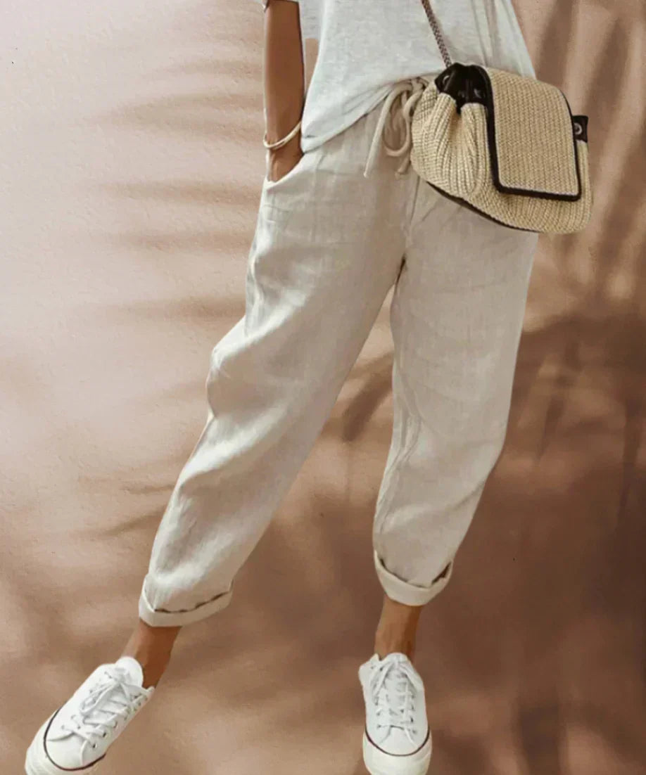 Women's chic linen casual pants, perfect for stylish comfort and a relaxed, versatile look.