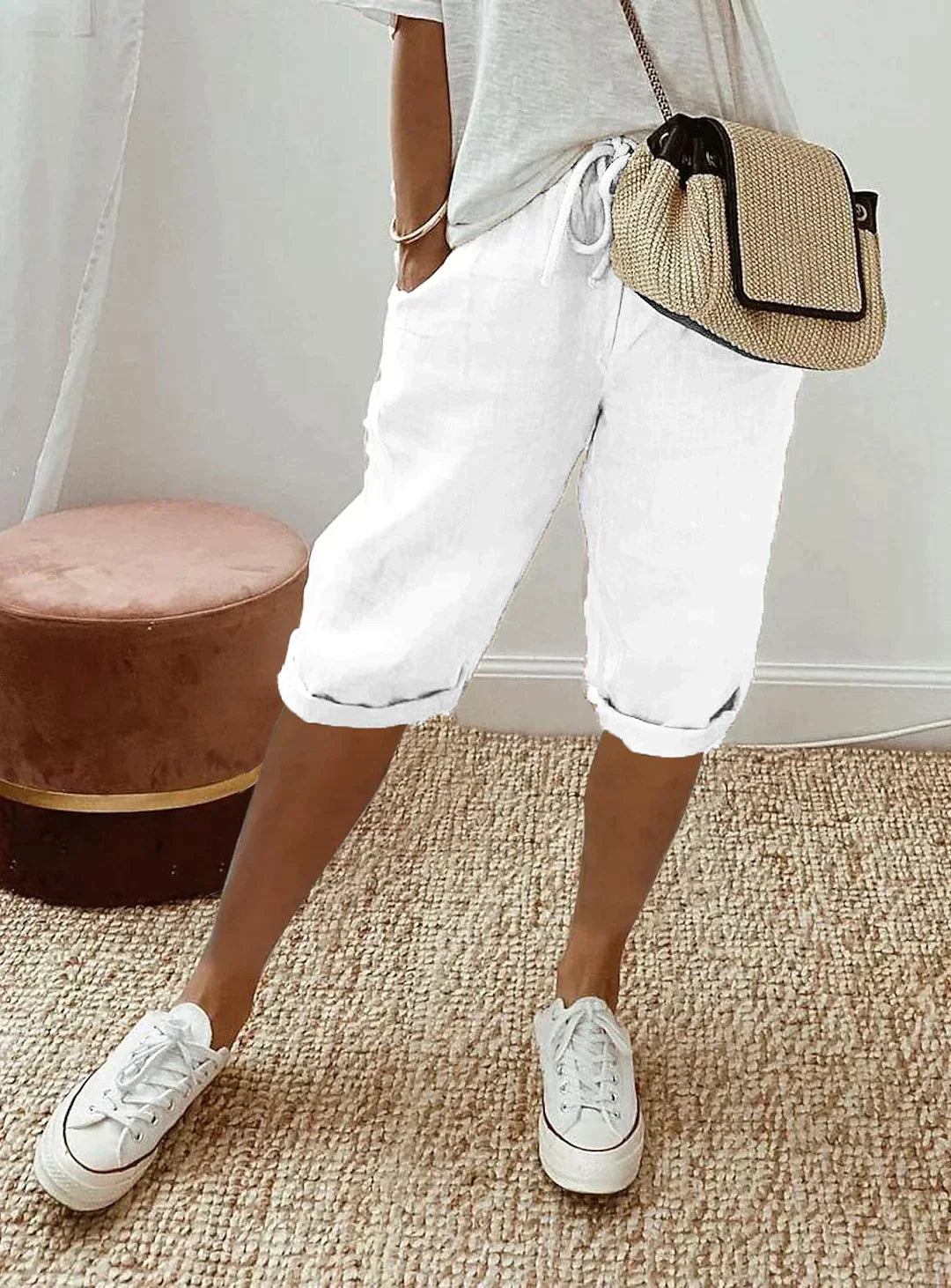 Lightweight women's linen summer trousers, designed for ultimate comfort and chic style in warm weather.