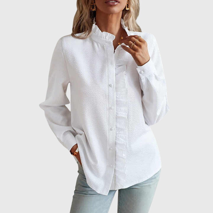 Comfortable women's long-sleeve blouse, a chic and versatile top for office wear or elegant casual occasions.