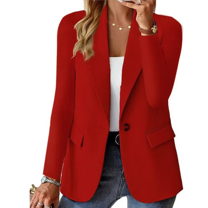 Professional women's long sleeve blazer. Formal office wear, ideal for business meetings and events.