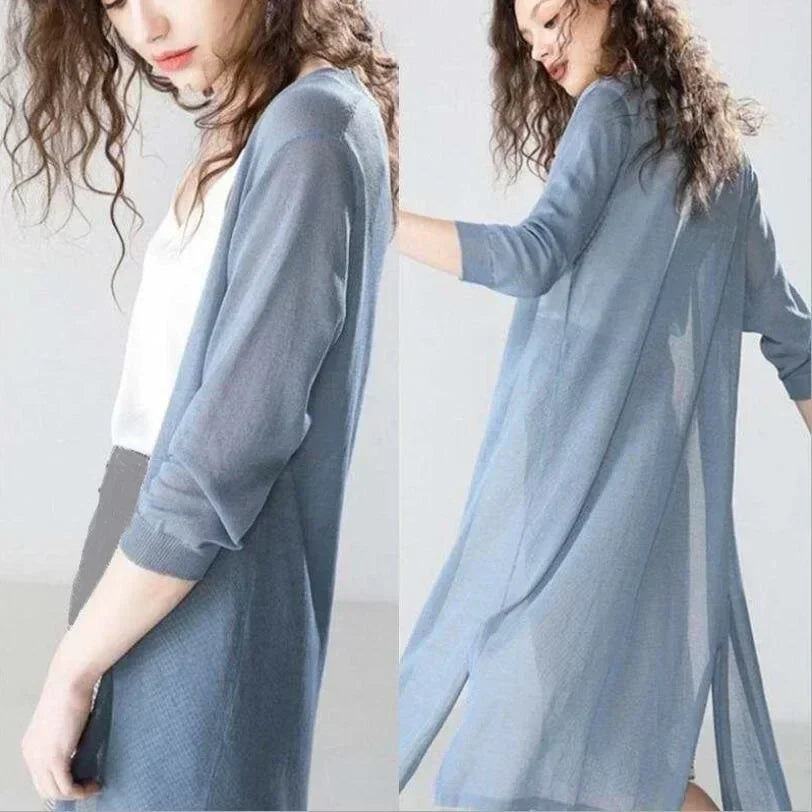 Essential long-sleeve women's cardigan, a must-have for versatile layering & comfort.