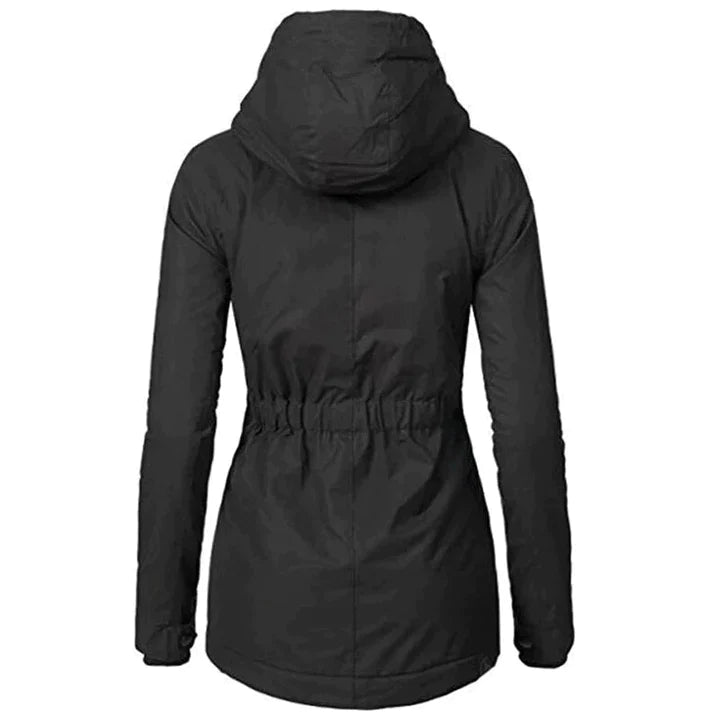 Elegant women's winter coat, a warm and trendy longline jacket for seasonal style.