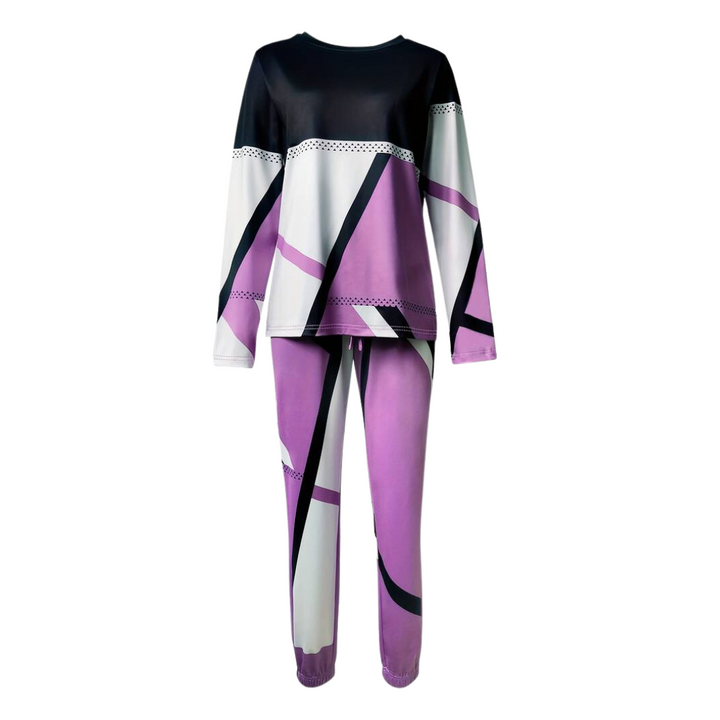 Women's fall fashion: O-neck top & long pants 2-piece set, offering chic and cozy wear.