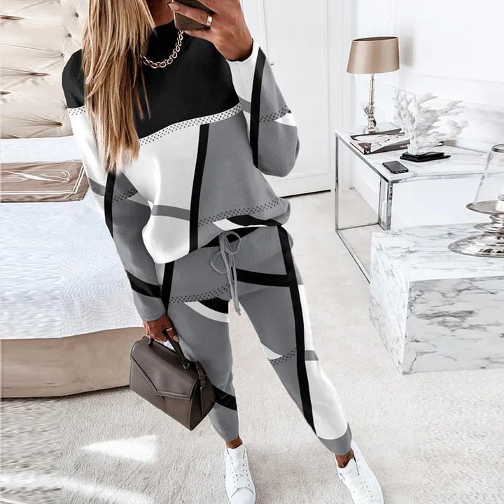 Women's apparel: Sophie O-neck top & long pants 2-piece set, a key piece for fall fashion.
