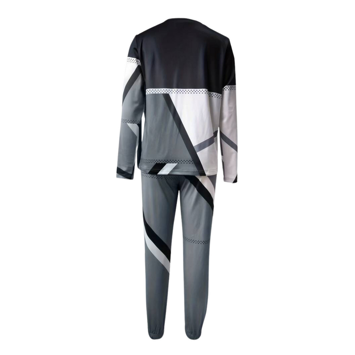Elegant matching O-neck top & long pants 2-piece set for women, suitable for versatile outfits.