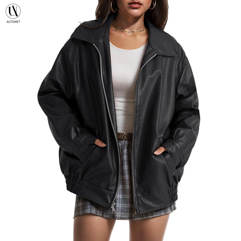Versatile brown oversized zip jacket for women, ideal for modern, comfortable outerwear.