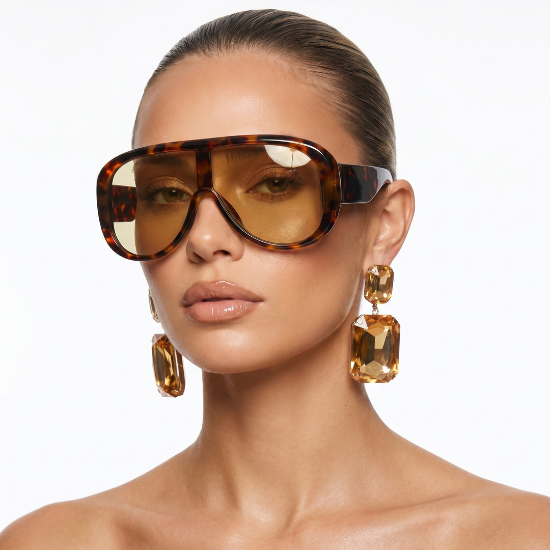 Leopard print women's pilot sunglasses, UV400, a trendy fashion accessory.