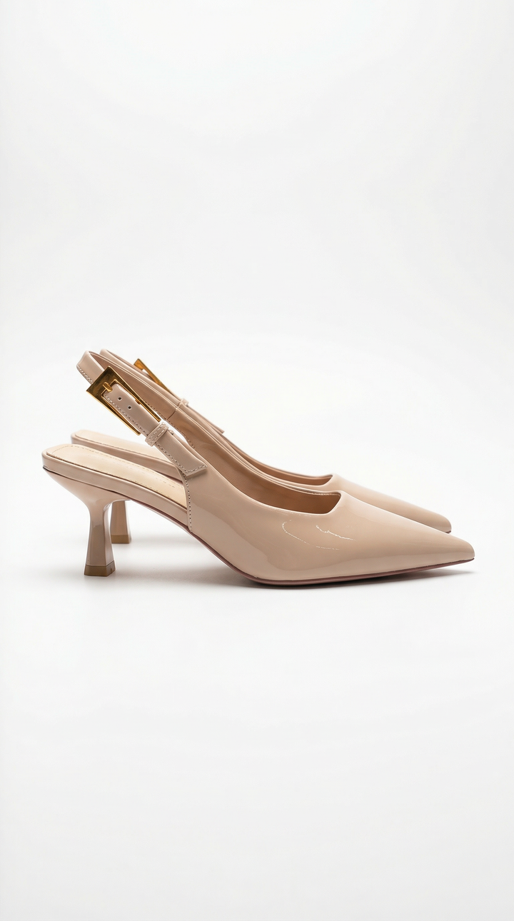 Formal women's pointed toe slingback pumps, chic kitten heels, perfect for sophisticated style.
