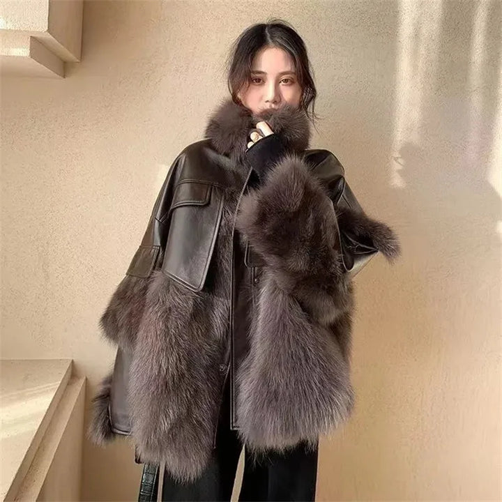 Sophisticated women's plush retro coat, blending timeless fashion with essential winter warmth.