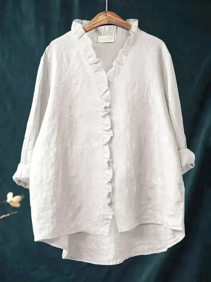 Versatile women's long sleeve ruffle top, chic style for everyday elegance, office, or special occasions.