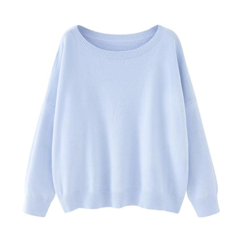 Versatile women's scoop neck pullover sweater, offering cozy warmth & a comfortable relaxed fit for winter.