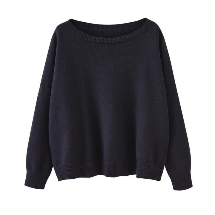 Stylish women's autumn/winter scoop neck sweater, featuring a chic relaxed fit for cozy, fashionable wear.