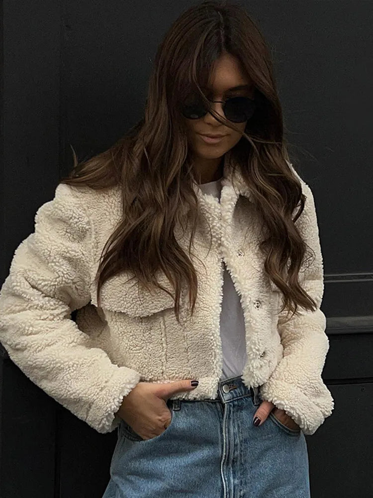 Women's chic short winter jacket, warm & stylish. Cozy zip-front outerwear perfect for autumn fashion & everyday wear.