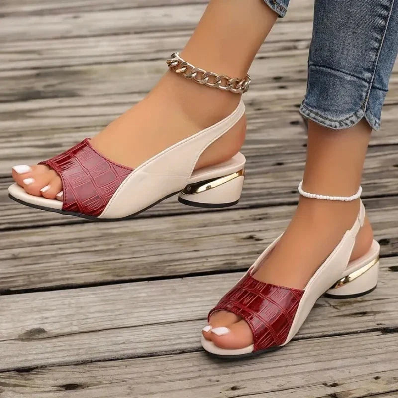 Elegant women's slingback sandals, cushioned for comfort, with a trendy block heel.