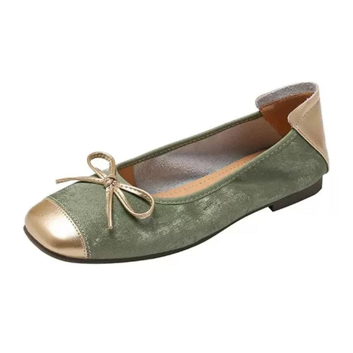 Women's chic square toe ballet flats with elegant bow detail, perfect for stylish everyday wear.