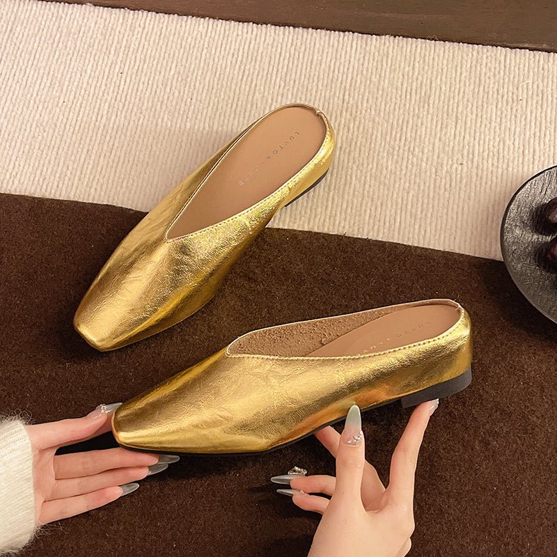 Stylish women's square toe slip-on flats, offering comfort for daily wear.
