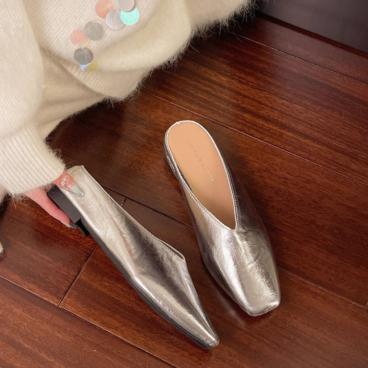 Comfortable women's casual flats, square toe slip-on footwear for daily elegance.