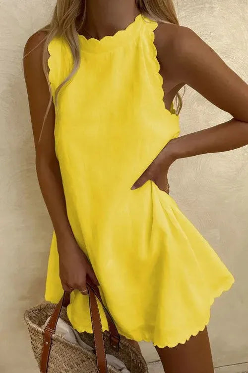 Sophisticated women's tailored mini dress, excellent for evening wear or elegant spring events.