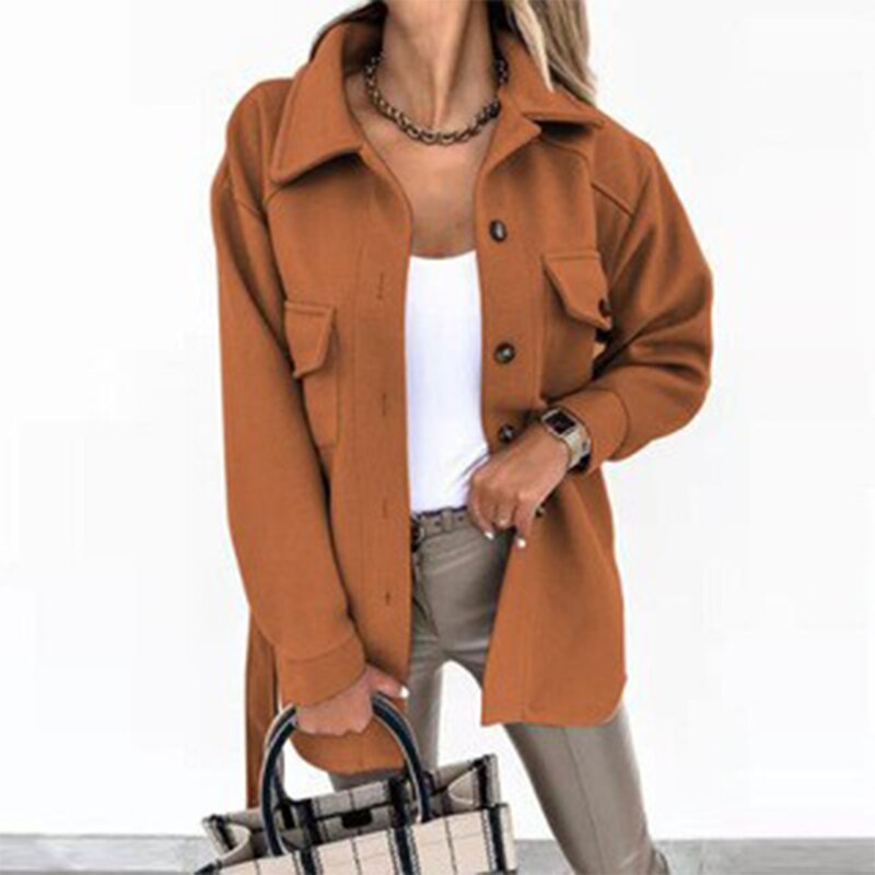 Casual yet elegant women's spring jacket with textured fabric, ideal chic outerwear for layering.