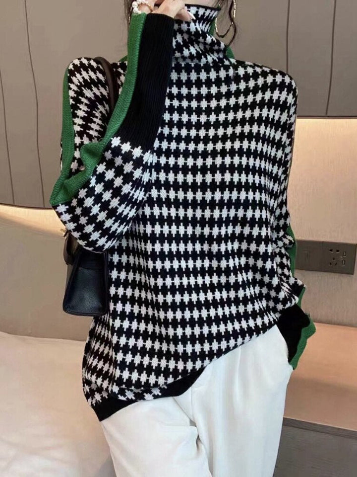 Casual elegant women's turtleneck sweater. Long sleeve, comfy knit for everyday fall & winter style.