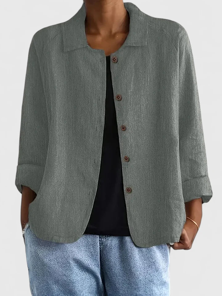 Fashionable women's everyday top; a comfortable and elegant long sleeve blouse.