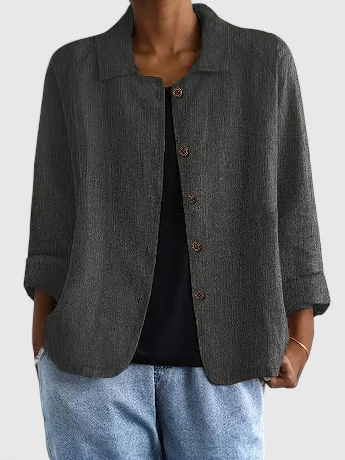 Versatile women's blouse for everyday fashion; easily dressed up or down.