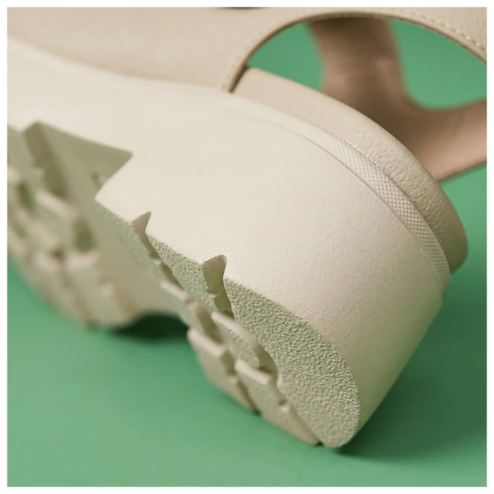 Comfortable women's platform wedge sandals; chunky sole & buckle straps for stylish summer footwear.