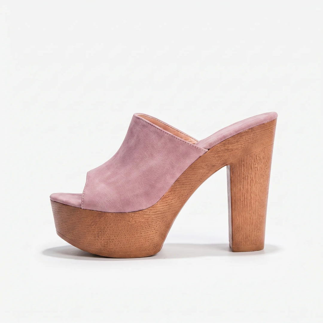 Women's block heel platform sandals, open-toe slip-on style, offering comfortable support for summer party heels.