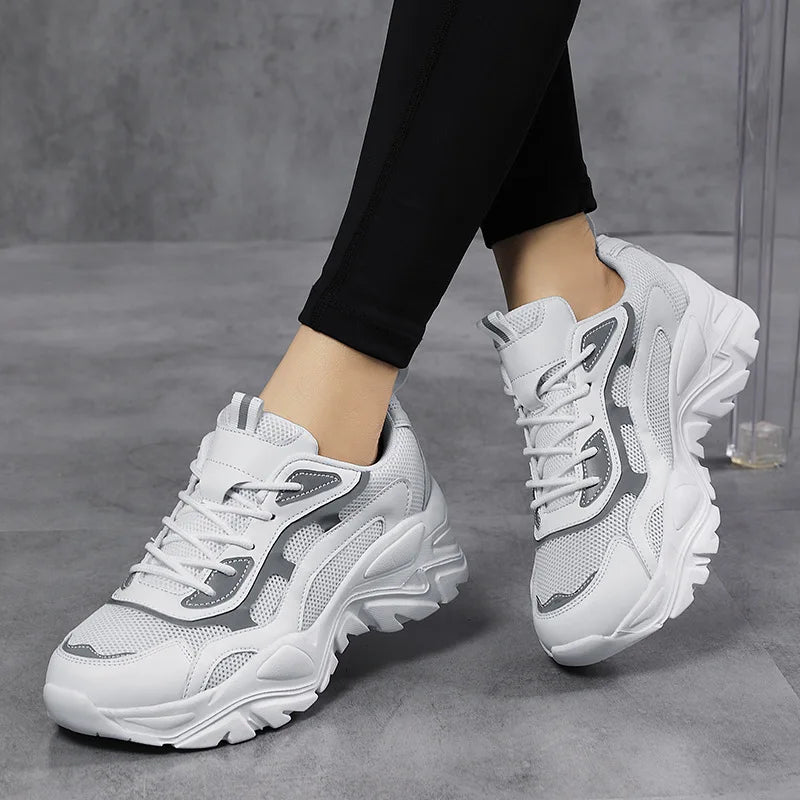 Comfortable women's chunky platform fashion sneakers, lightweight design for all-day wear & trendy looks.