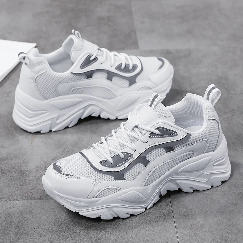 Stylish women's mesh platform sneakers with a chunky sole, perfect for modern street fashion and comfort.