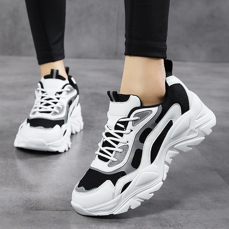 Trendy women's chunky platform shoes with a breathable mesh design, perfect for a fashionable, elevated look.