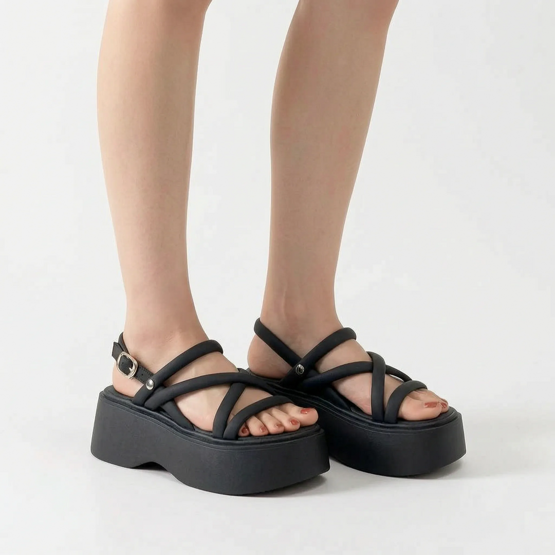 Versatile women's chunky platform wedge sandals. Perfect open-toe, ankle-strap summer footwear with a stylish heel.