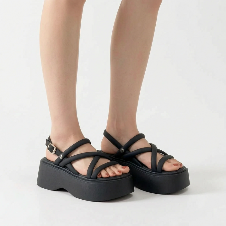 Versatile women's chunky platform wedge sandals. Perfect open-toe, ankle-strap summer footwear with a stylish heel.