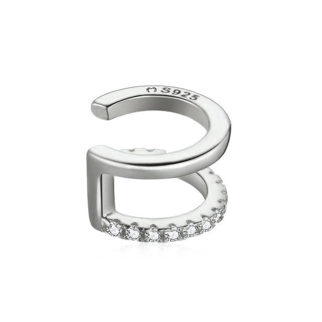 Women's Clara double ear cuff with sparkling rhinestones, a chic non-pierced fashion accessory.